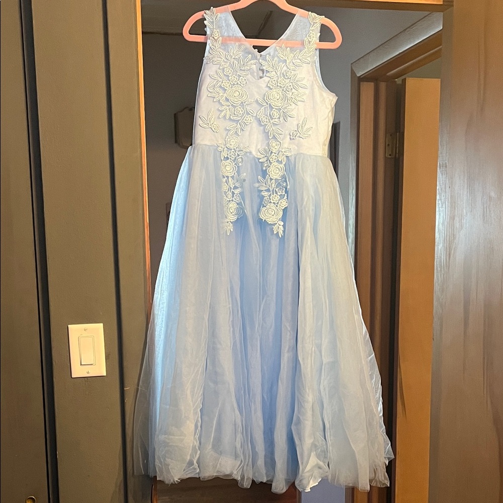 Elegant Blue Floral Flower Girl dress